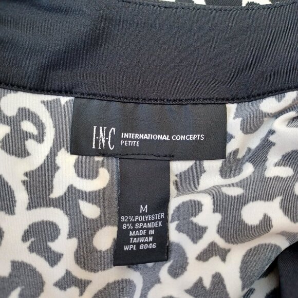 INC International Concepts Tunic Top Black White Ruffle Sleeve Womens Medium - Picture 5 of 13